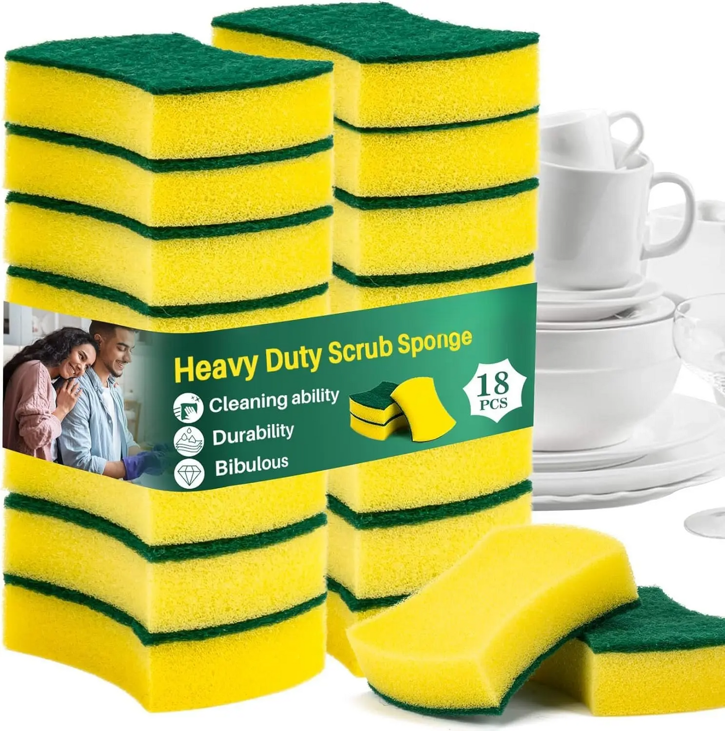 Heavy Duty Scrub Sponge 18-Pack