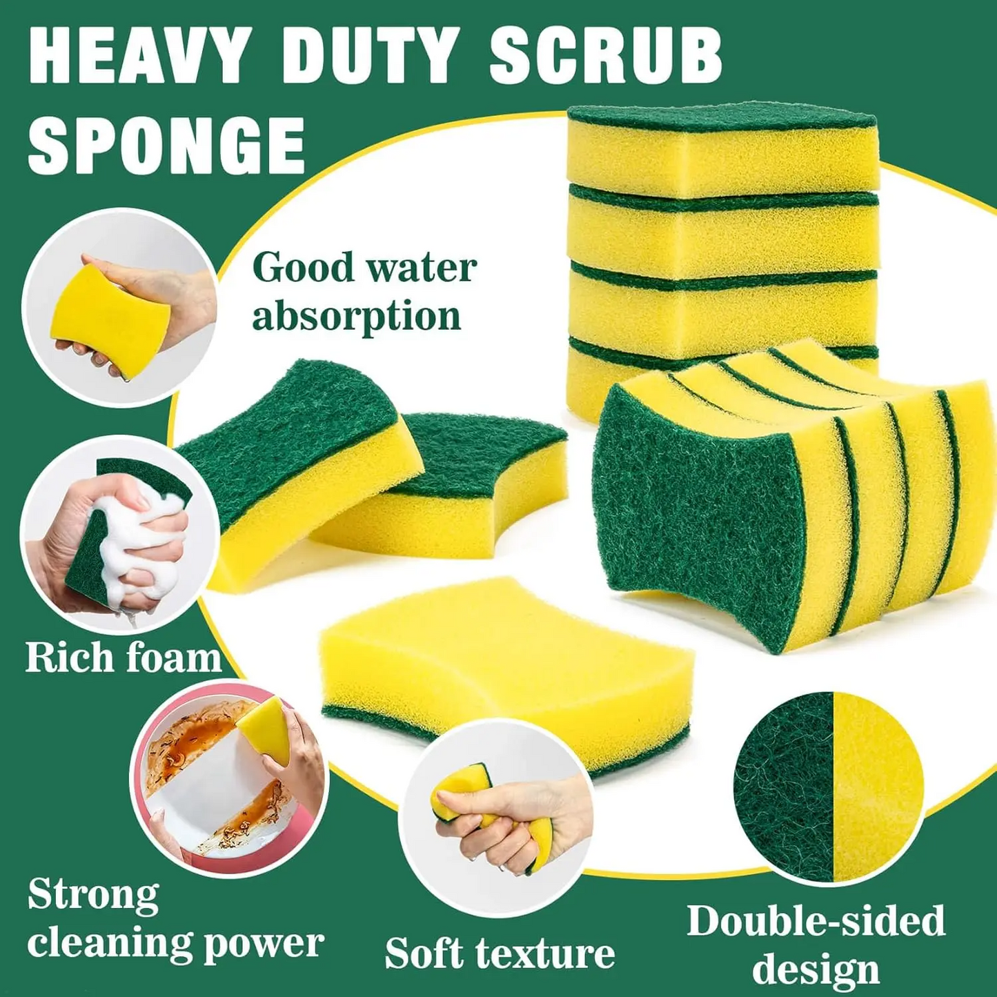 Heavy Duty Scrub Sponge 18-Pack