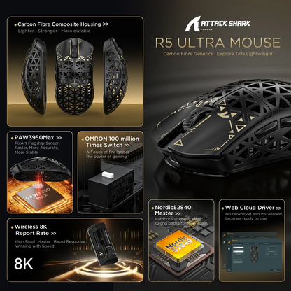 Wireless Gaming Mouse | Carbon Fiber 8K PAW3950MAX